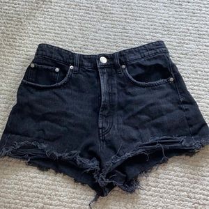 ZARA Hi Rise Denim Shorts Black